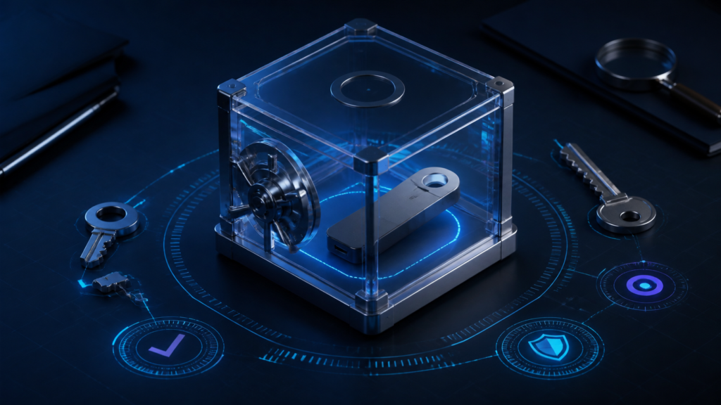 Hardware wallet protected inside a transparent security vault